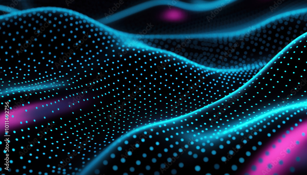 A blue and purple wave with many dots A blue and purple wave with many dots