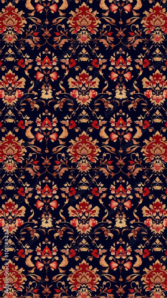 Floral fabric pattern on dark background Floral fabric pattern on dark background