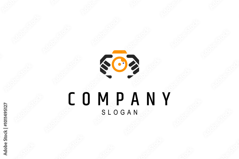 photography camera logo with flat vector design style