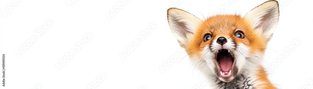 Fox in surprise, white isolate background Fox in surprise, white isolate background