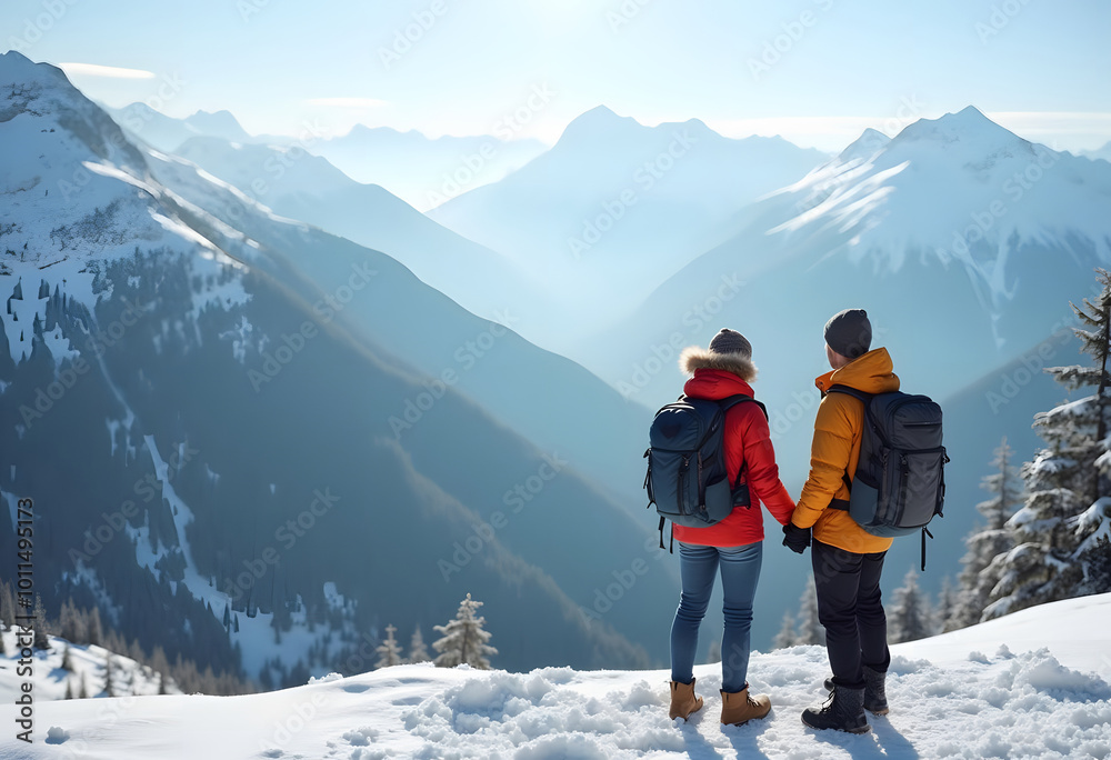 Travelers enjoy the view of the mountain valley. Travel and active life concept with team. Adventure and travel in the mountains region in the Austria
Travelers enjoy the view of the mountain valley. Travel and active life concept with team. Adventure and travel in the mountains region in the Austria