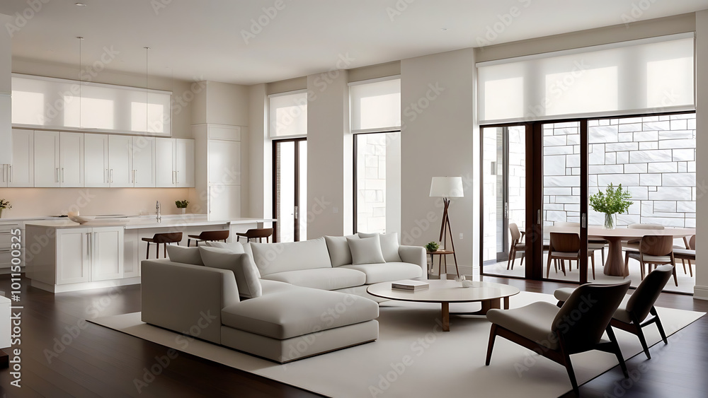 Modern living room interior with stylish comfortable sofa Modern living room interior with stylish comfortable sofa