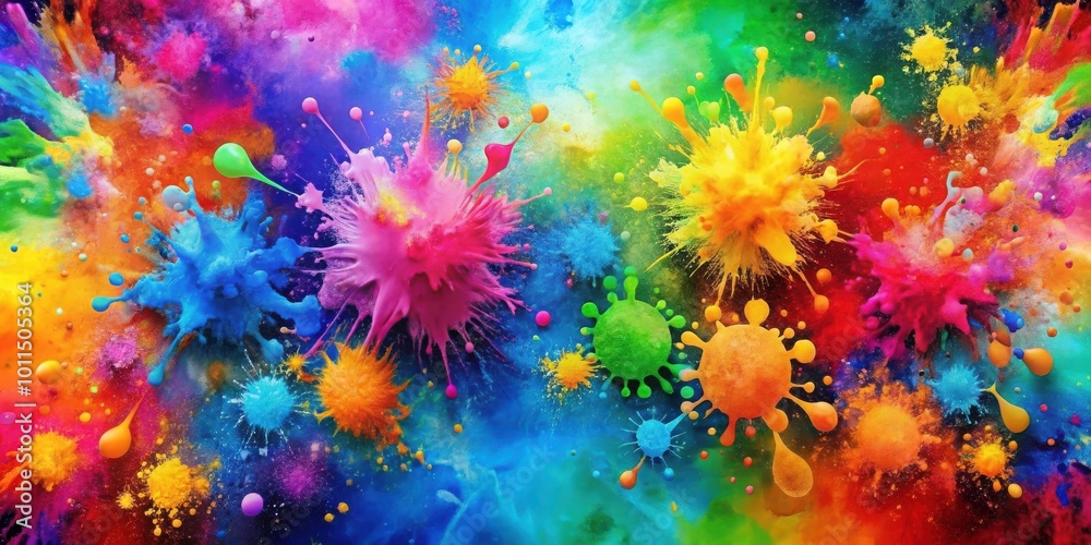 A vibrant explosion of colorful paint splatters against a textured background, creating a dynamic and visually captivating artwork. A vibrant explosion of colorful paint splatters against a textured background, creating a dynamic and visually captivating artwork.