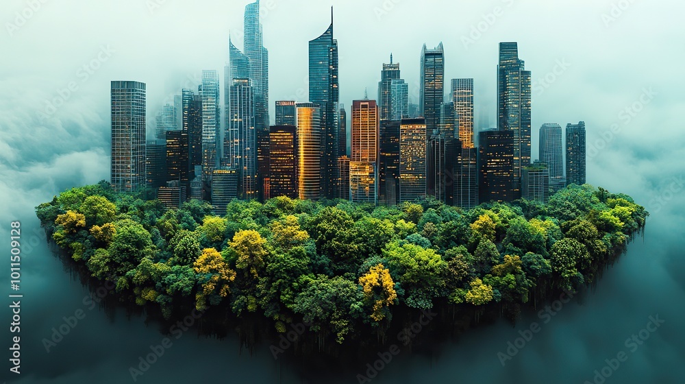 Fototapeta premium sustainable mindset engineer plans city project eco friendly urban design carbon neutral buildings renewable energy esg principles ,climate resilience for sustainable vision generative ai