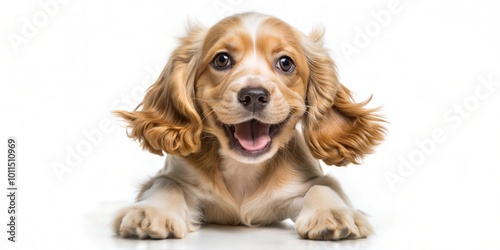 adorable golden retriever puppy with tongue out