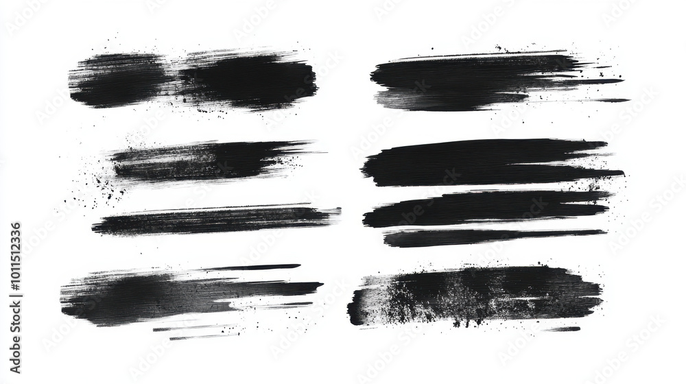 Creative black brush strokes on a white canvas showcasing artistic textures and expressions Creative black brush strokes on a white canvas showcasing artistic textures and expressions