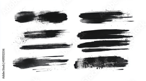 Creative black brush strokes on a white canvas showcasing artistic textures and expressions