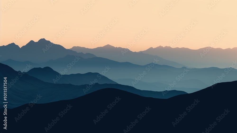 Obraz premium Stunning Minimalist Mountain Silhouettes at Dawn Captivating Art for Nature Lovers