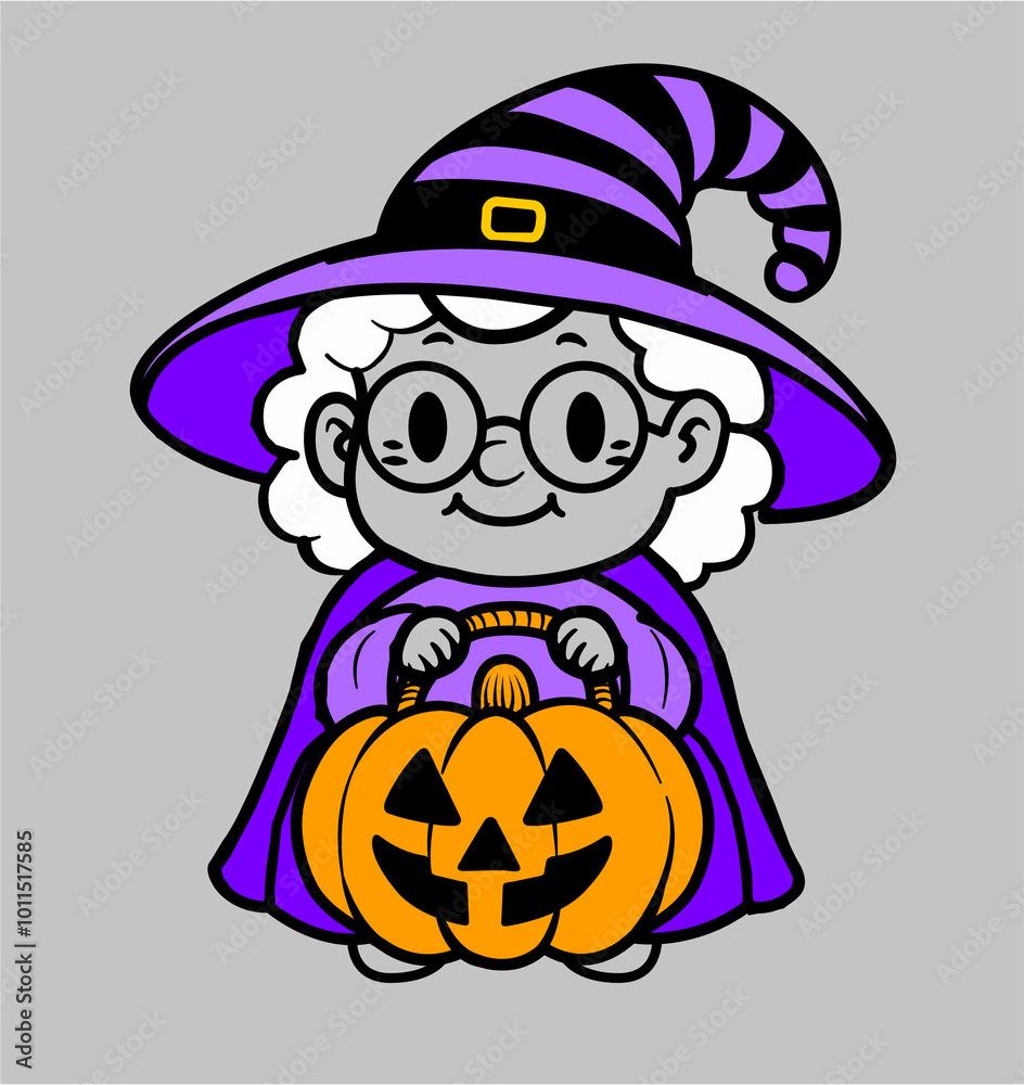 Obraz premium Sorcière Mignonne d'Halloween