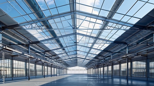 Modern steel and glass roof of a shopping center