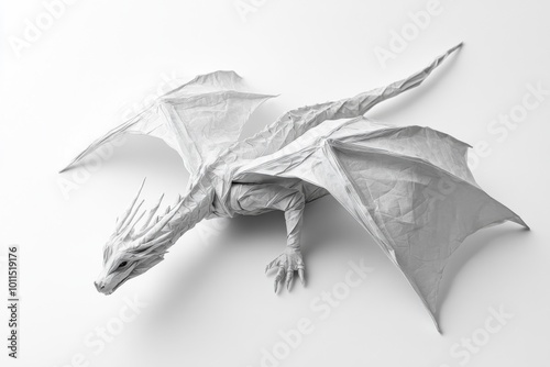 Mythical Paper Dragon: Origami Mastery in UHD photo