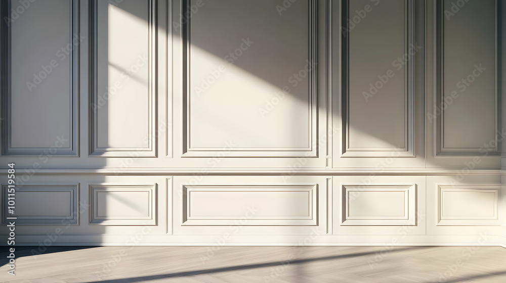 Fototapeta premium Elegant 3D Rendering of White Paneled Wall
