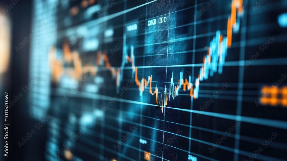 Close-up of a financial graph with market analysis and growth projections, accompanied by a financial Close-up of a financial graph with market analysis and growth projections, accompanied by a financial