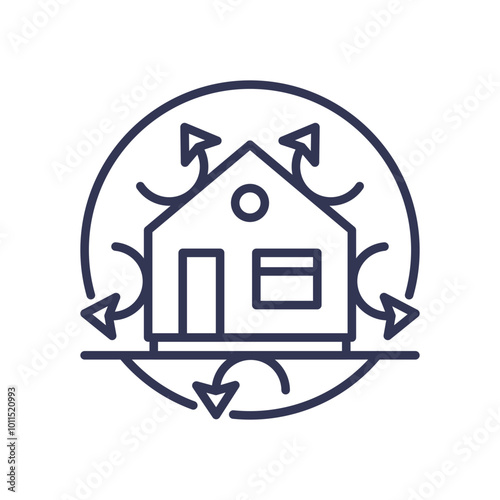 House with arrows symbolizing protection and sealing from external elements.