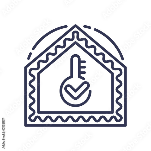 House with thermometer symbolizing thermal efficiency.