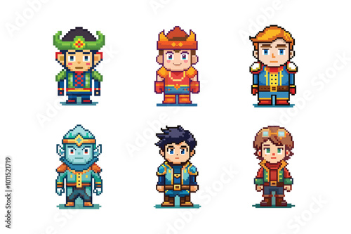 Engaging pixel art character logos gaming vectors and Art Styles