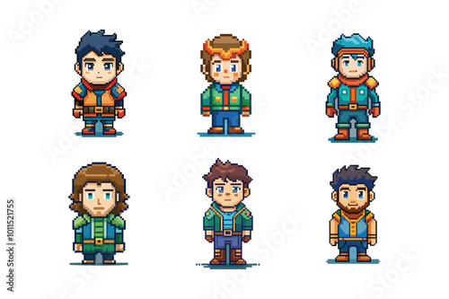 Engaging  pixel art character logos  gaming vectors and Art Styles photo