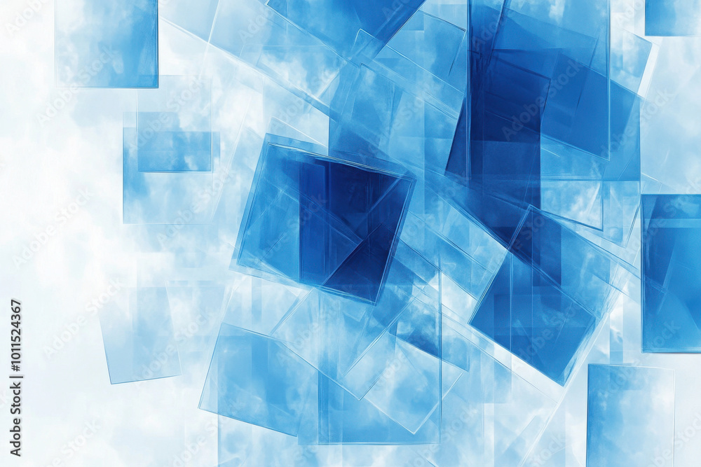Fototapeta premium A creative arrangement of blank square papers on a soothing blue backdrop during a quiet afternoon