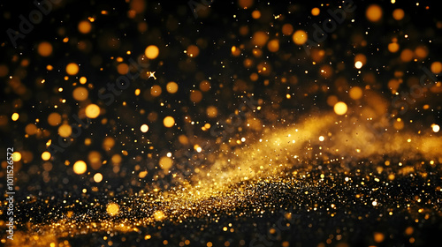 Golden Particles on Black Background in Motion