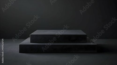 Wallpaper Mural Minimalist Black Podiums on Dark Background Torontodigital.ca