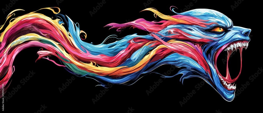 Obraz premium Abstract Face of Swirling Colors Representing Emotions and Imagination Blending Together