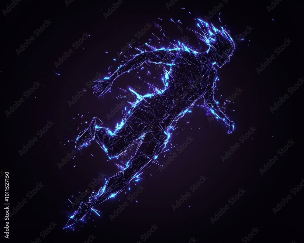 Abstract Geometric Shapes Merging into Human Form Symbolizing Connection Between Humanity and Techno Abstract Geometric Shapes Merging into Human Form Symbolizing Connection Between Humanity and Techno