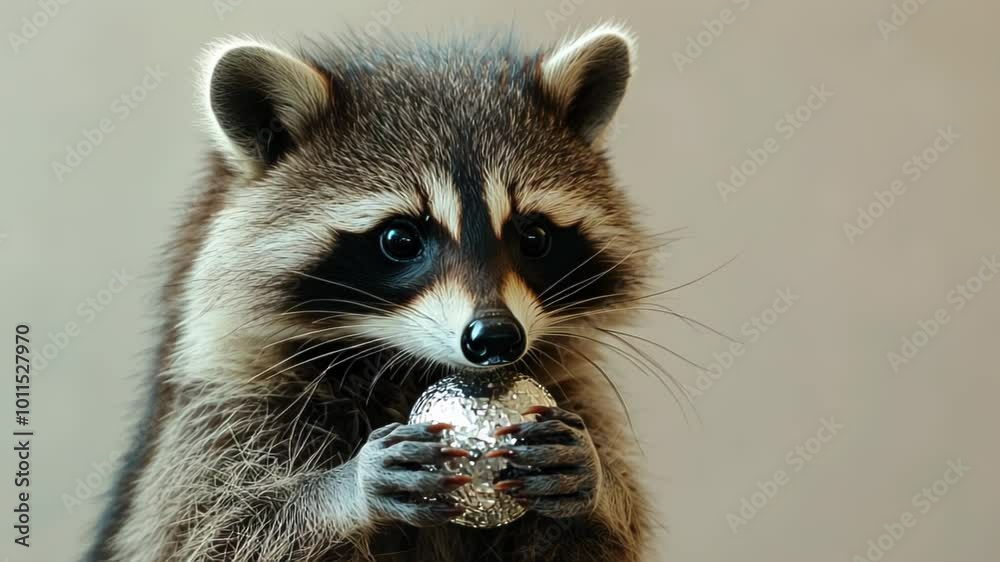 Cute Raccoon Holding a Shiny Ball Cute Raccoon Holding a Shiny Ball