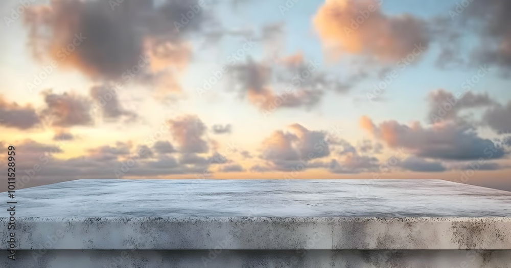 Obraz premium Empty Concrete Table with Blurred Background View