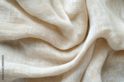 A soft fabric texture background with visible threads and subtle folds, in neutral beige tones, giving a cozy and warm feel