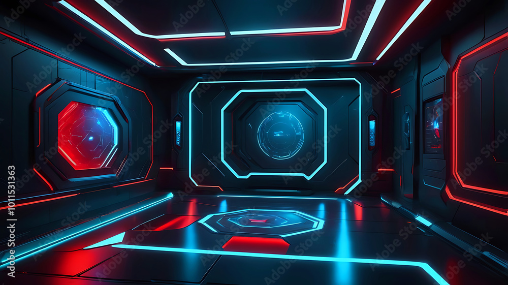 A Journey Through a Dark, Futuristic Sci-Fi Space A Journey Through a Dark, Futuristic Sci-Fi Space