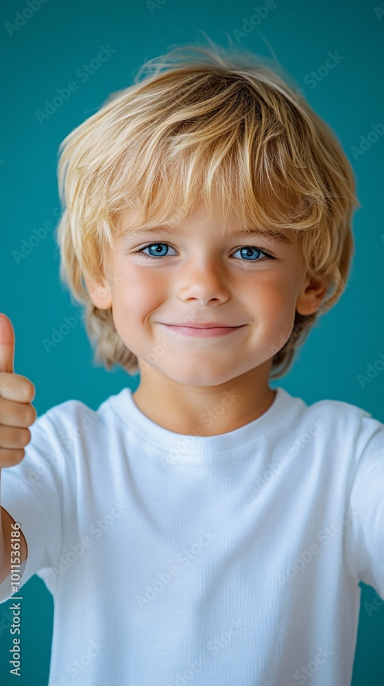 a happy boy with blonde hair and blue eyes, isolated on a solid color background in a thumbs up pose, a happy boy with blonde hair and blue eyes, isolated on a solid color background in a thumbs up pose,