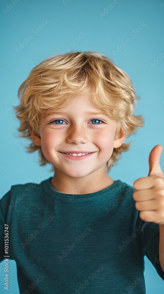 a happy boy with blonde hair and blue eyes, isolated on a solid color background in a thumbs up pose, a happy boy with blonde hair and blue eyes, isolated on a solid color background in a thumbs up pose,