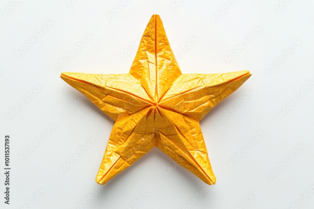 Spiky Origami Starfish on White Sand Surface Spiky Origami Starfish on White Sand Surface