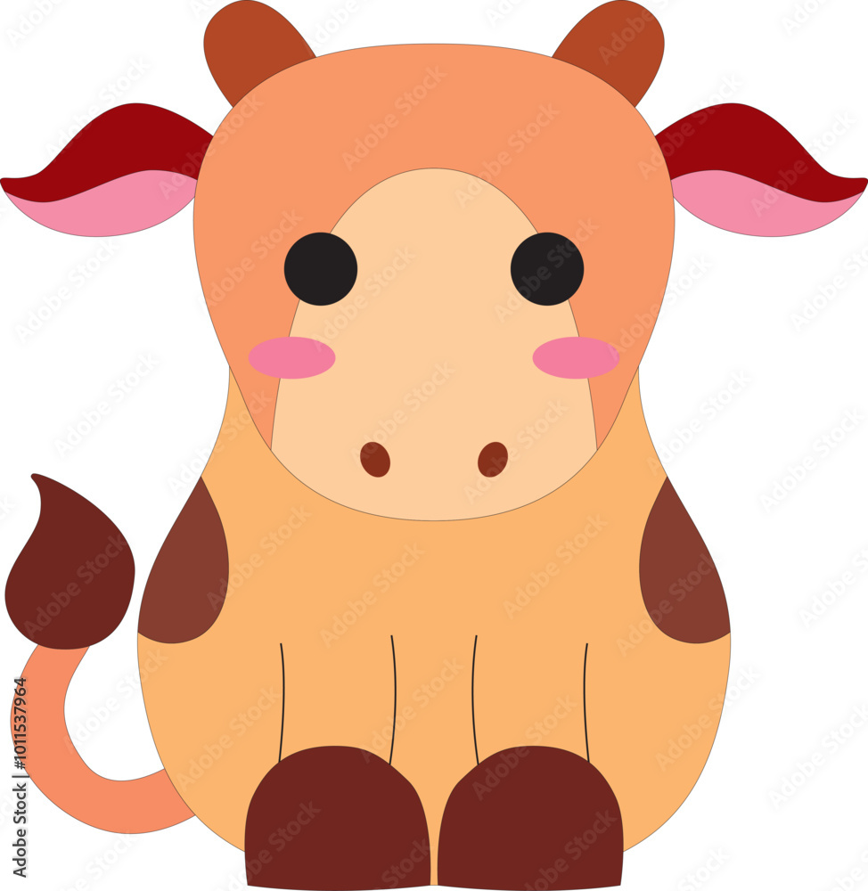 Fototapeta premium cute cartoon colored little spotted calf stock vector, white background
