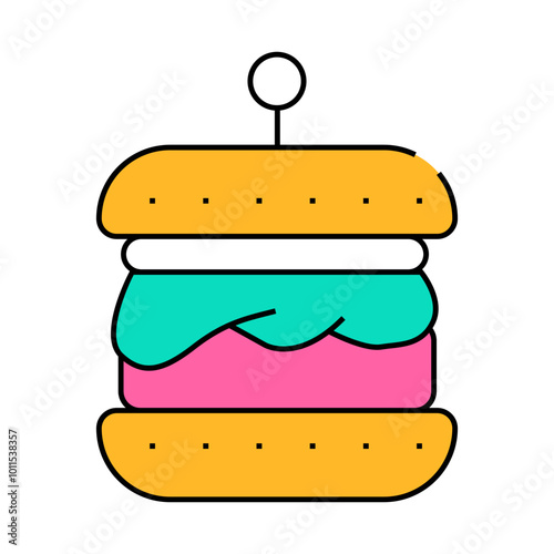 hamburger with vegan cutlet line icon vector. hamburger with vegan cutlet sign. isolated symbol illustration