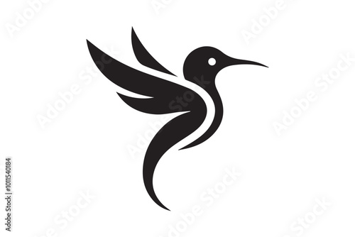 hummingbird vector silhouette isolated in white background