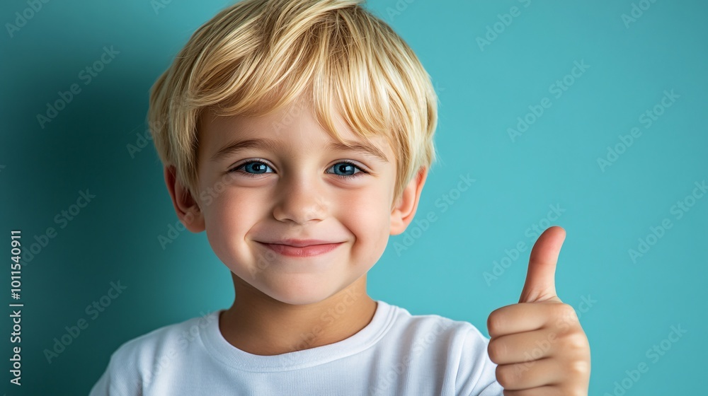 a happy boy with blonde hair and blue eyes, isolated on a solid color background in a thumbs up pose, a happy boy with blonde hair and blue eyes, isolated on a solid color background in a thumbs up pose,