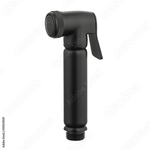 Black matte head of toilet nozzle for cleaning washing in the restroom, Isolated nozzle water toilet