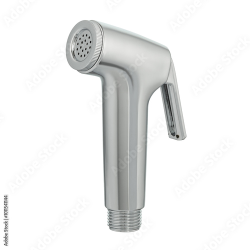 Chrome head of toilet nozzle for cleaning washing in the restroom, Isolated nozzle water toilet