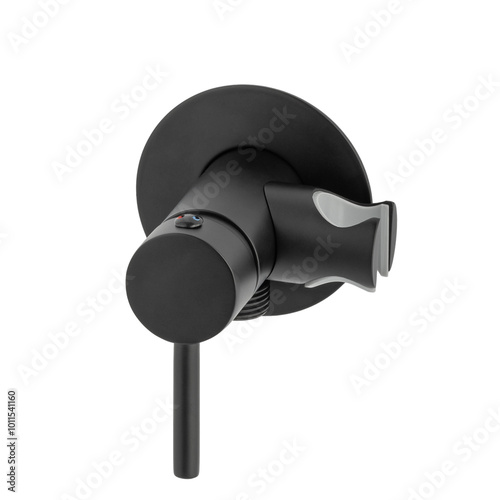 Black matte toilet nozzle without shower head for cleaning washing in the restroom, Isolated nozzle water toilet