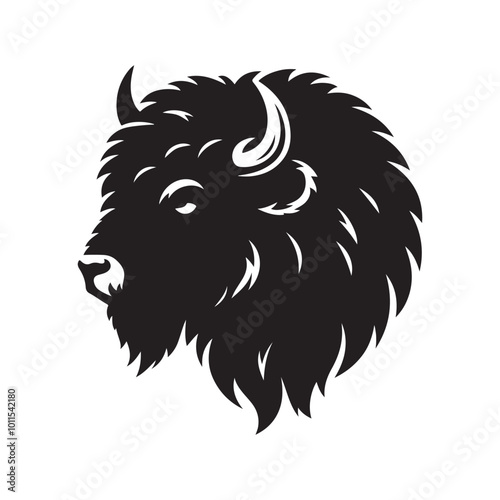 Majestic Bison in the Wild: Strength and Serenity silhouette