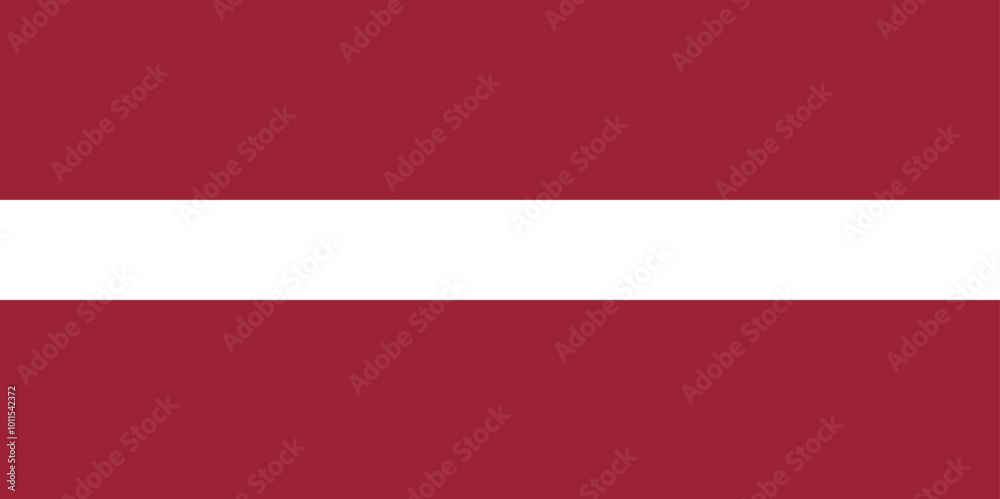 National Flag Republic of Latvia, carmine field bisected by a narrow white stripe (one-fifth the width of the flag) National Flag Republic of Latvia, carmine field bisected by a narrow white stripe (one-fifth the width of the flag)
