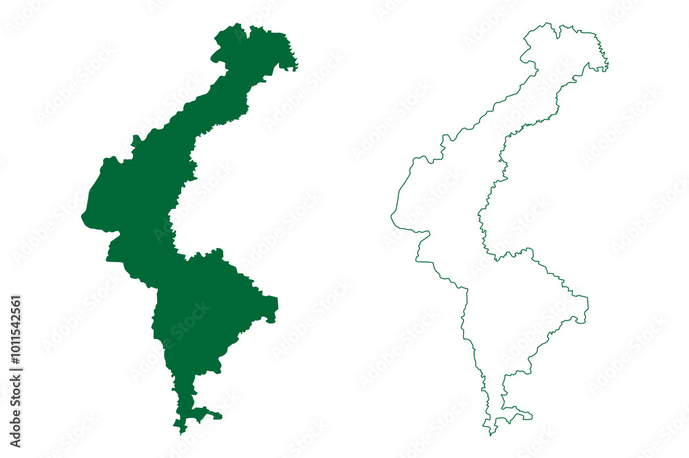 Uttar Dinajpur district (West Bengal State, Republic of India) map vector illustration, scribble sketch Uttar Dinajpur map Uttar Dinajpur district (West Bengal State, Republic of India) map vector illustration, scribble sketch Uttar Dinajpur map