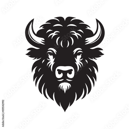 Majestic Bison in the Wild: Strength and Serenity silhouette
