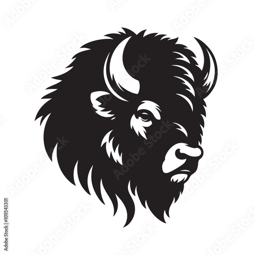 Majestic Bison in the Wild: Strength and Serenity silhouette