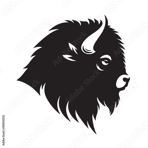 Majestic Bison in the Wild: Strength and Serenity silhouette