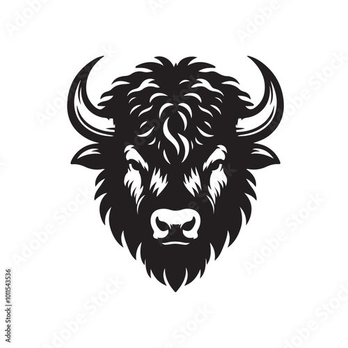 Majestic Bison in the Wild: Strength and Serenity silhouette