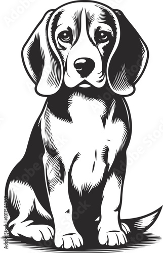Beagle Dog Vector isolated on a white background, Dog Silhouettes