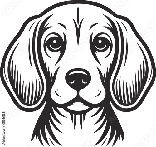 Beagle Dog Vector isolated on white background, Dog Silhouettes