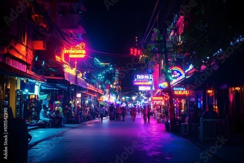 Neon Street at Night